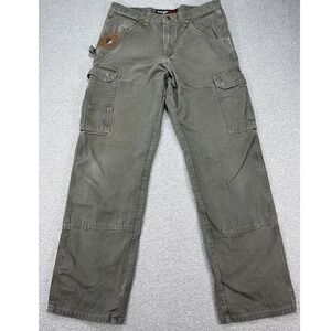 Wrangler Riggs Pants Men's 32x31 Olive Green Ripstop Workwear Cargo Double Knee